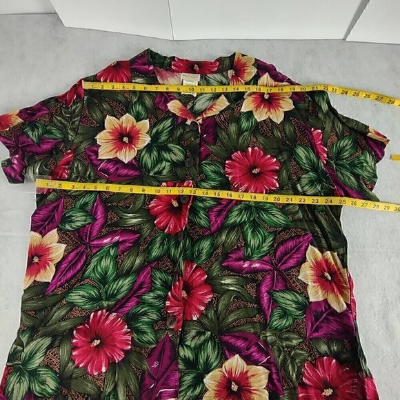 Bentley Women's Green, Pink Floral, Hawaiian 2 Pc Blouse & Skirt Suit Size 22W - Picture 13 of 16